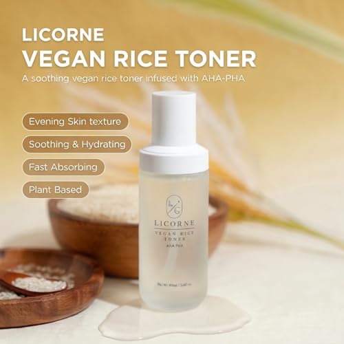 Licorne Vegan Rice Toner Korean Face Toner with Rice Water, Hydrating Milky Toner, K-Beauty Skincare for Smooth, Radiant-Looking Skin, 100ml 3.38 Fl Oz