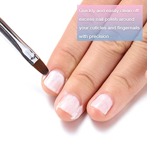 2Pcs Nail Clean Up Brushes, Nail Brushes for Cleaning Polish Mistakes 2 Pcs Round&Angled Nail Brushes for Cleaning Polish