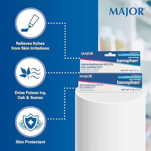 MAJOR Extra Strength Banophen - Anti-Itch Cream - Topical Analgesic Skin Protectant - Helps Relieve Itches from Insect Bites and Skin Irritations - 1 Oz. (4 Pack) 4 Pack
