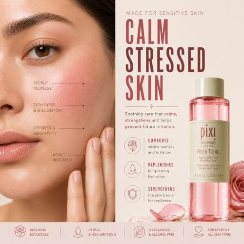 Pixi Rose Tonic Rose Hydrosol Toner Hydrates Skin, Minimize Redness, Rehydrates and Replenishes, 100mL/ 3.4 fl oz 3.4 Fl Oz (Pack of 1)
