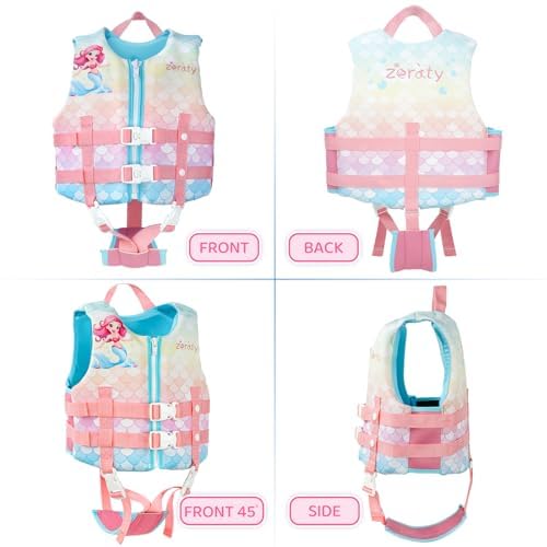 Zeraty Toddler Swim Vest Neoprene Kids Float Jacket Swimming Aid for Children Girls and Boys 20-30-40-50-60-70-80Lbs with Dual Adjustable Safety Straps Mermaids XL(Age Recommend 9+ Years) - BeesActive Australia