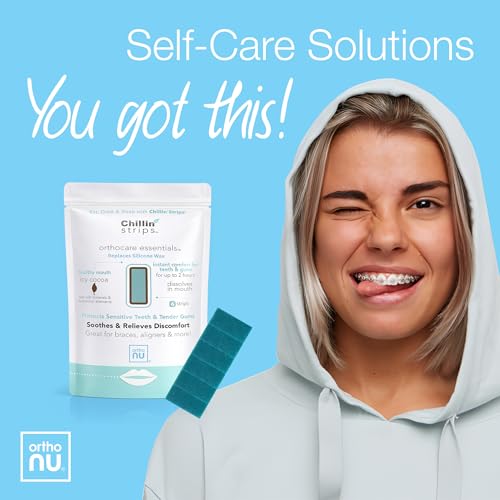 Chillin Strips, Therapeautic, Moldable and Dissolvable Strips, Replaces Orthodontic Wax for Braces, Dentures, Dental Appliances, 2+ Hours of Oral Pain Relief, Icy Cocoa, 6 Strips