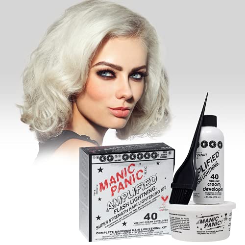 MANIC PANIC Amplified Flashlightning 40 Volume Cream Developer Hair Lightening Kit"Pack of 2" Bleach 2 Count