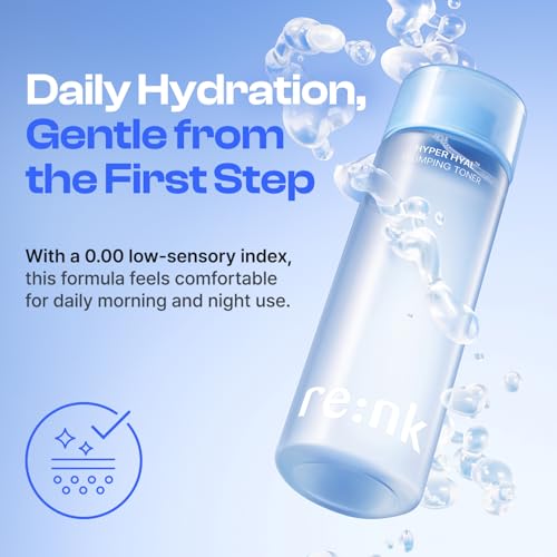 re:nk Hyper Hyal Plumping Toner for Glass Skin and Skin Flooding - Daily Facial Toning Water with Hyaluronic Acid and Panthenol – for Makeup Prep and Texture Refinement - Korean Skincare (6.76 fl oz)