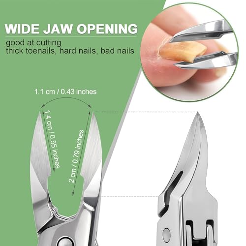 Ingrown Toenail Clippers with Wide Jaw Slanted Curved Sharp Blade, Professional Podiatrist Long Handled Toe Nail Clippers for Thick Nails for Seniors, Men, Women, Built-in Safety Lock