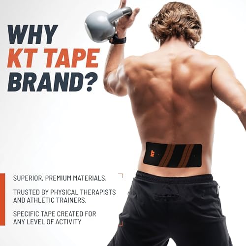 KT Tape, Pro Synthetic Kinesiology Athletic Tape, 10 Count, 10” Precut Wide Strips Black