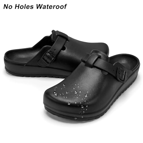 ZXT Arch Support Work Clogs Slip Resistant Shoes for Chef Nurse 6 Women/4 Men Black