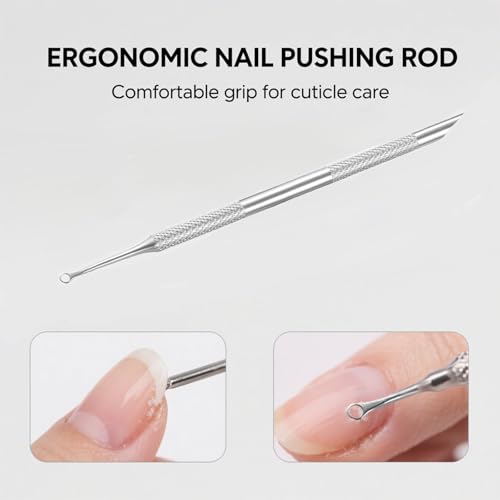 3 Pcs Dual Head Cuticle Pusher 100/180 Grit Sanding Papers, Stainless Steel Nail Prep Kit