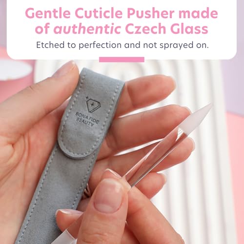 Bona Fide Beauty Czech Glass Cuticle Pusher (Clear), 1Pc with Pouch Clear
