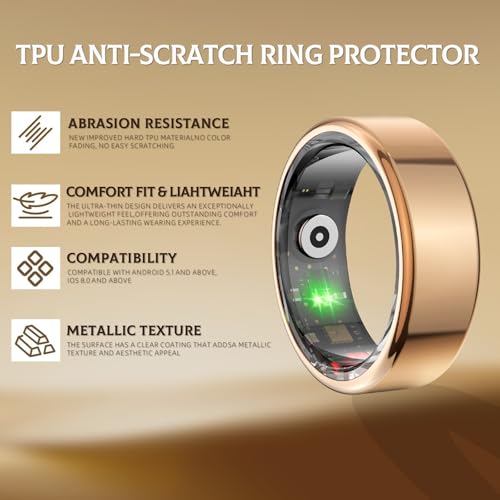 Smart Ring for Women & Men, Fitness and Health Tracker with Heart Rate Monitor, Blood Oxygen, Sleep Tracker, 100+ Sport Modes, Step Counter, IP68 Waterproof, for iOS Android (Silver, 8) Silver