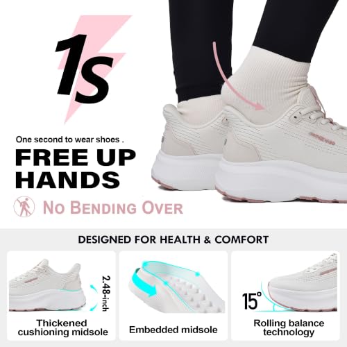 JACKSHIBO Wide Toe Box Shoes Women Orthopedic Plantar Fasciitis Sneakers 9 Wide Toe Box Almond