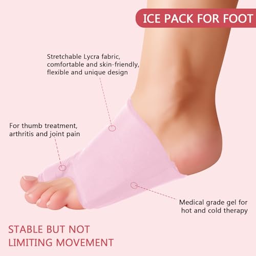 Foot Ice Packs Big Toe for Bunion Relief Gout Pain Relief, Reusable Hot & Cold Therapies Toe Ice Pack for Swelling, Sprained, Sport Injuries, Fasciitis, Post-Surgery Recovery (Pink) Pink