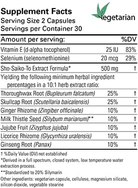 Karuna Sho-Saiko-to 60 Vegetarian Capsules | Silybum marianum, Selenium, and Vitamin E | Thoroughwax Root, Skullcap Root, Ginger Rhizome, Jujube Fruit, Licorice Rhizome, Ginseng Root