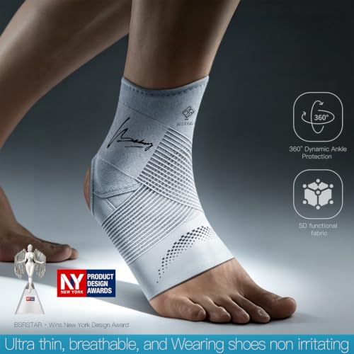 5DPro Ultra-Thin Ankle Brace for Women & Men, Compression Support Gray Large Left