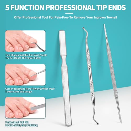 Toenail Clippers for Ingrown & Thick Toenails - Heavy Duty Toe Nail Clippers for Remove Side Ingrown Toenail with Angled Sharp Blades, Professional Pedicure Tool with Long Handle for Seniors & Men Paronychia Nemesis - Red Kit