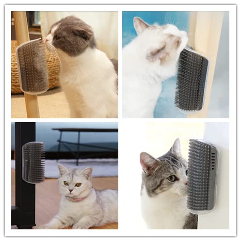 6 Pack Cat Self Groomer with Catnip Pouch Wall Corner Groomers Cat Face Scratcher Pet Grooming Brush Massage Combs for Cats Fur Pets Dog Kitten Puppy(Black & Gray) 3 Grey+3 Black - PawsPlanet Australia