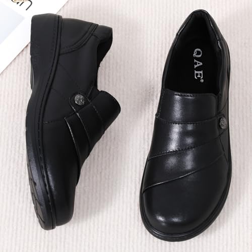 QAE Loafers for Women Orthopedic Shoes Comfortable Slip-Ons Work Flats Womens Business Casual Dress Penny Loafers 9 Black