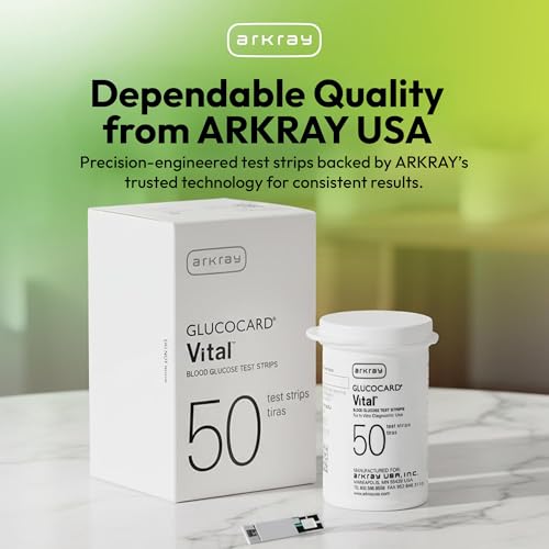 ARKRAY GLUCOCARD Vital Blood Glucose Test Strips – No Coding Required, Fast 7-Second Results, 0.5 Microliter Sample Size – Compatible with GLUCOCARD Vital Glucose Meter, 100 Count (2 Packs of 50) 100 Count (2 packs of 50)
