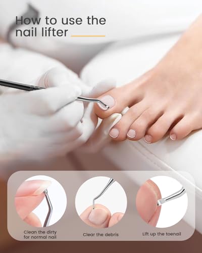 BEZOX Long Metal Nail File, Stainless Steel Fingernail File for Thick and Fungal Nails with Dual-Ended Toenail Lifter – The Ultimate Manicure & Pedicure Tool for Men and Women’s Nail Care - Black 80/100 Grit 2.0