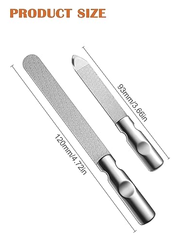 FVION Professional Metal Nail Files - 2 PCS, Double-Sided, Stainless Steel, Coarse & Fine Grit, Manicure & Pedicure Tool Set Medium