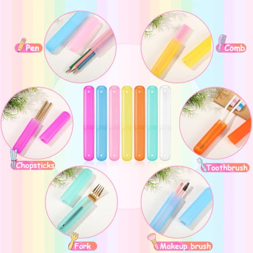 Boao 30 Pcs Toothbrush Holder Case Portable Travel for Kids,Vivid Color pink, blue, green, orange, white, yellow