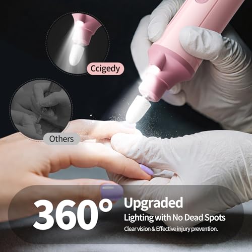 Ccigedy Cordless Electric Toe Nail Grinder for Thick Toenails with LCD Lamp Pink