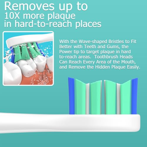 Replacement Heads Compatible with Sonicare Toothbrush, Replacement Brush Head for Philips Sonicare Electric Toothbrush 4100 5100 6100 9900 C2 W3 and More Click-on Handles (8white+8black) White and Black 1 Count (Pack of 16)