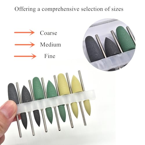 12pcs Silicone Composite Polishing Heads 3/32" Shaft Resin Base Acrylic Denture Polishing Burs Finishing Kits 2.35mm for Rotary Tools (2 Pack)