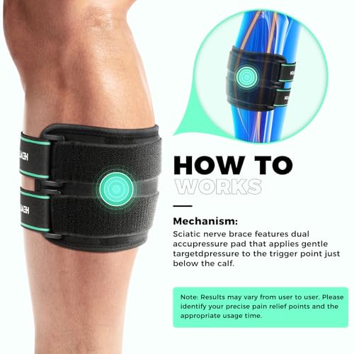 Healrecux Sciatic Ease Nerve Knee Brace, Sciatica Pain Relief Devices with Pressure Pads Targeted Compression for Sciatic Pain, Lower Back, Hip, Calf Brace for Sciatica Nerve Black