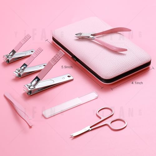 Manicure Set Pedicure Kit Nail Clippers Set Fingernail Clipper Set Ingrown Toenail Nail Kit Scissor Nail Trimmer Kit 15 Pieces Travel Nail Kit Care Grooming Tools with Fine Case Fine GIF (Pink_15in1) Pink_15 in 1