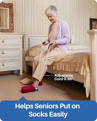 Jellas Sock Aid for Putting On Socks Kit,4.6 Inch Sock Helper for Seniors Blue 4.6 Inch