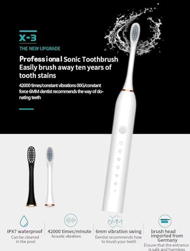 Two Pack Electric Toothbrush Rechargeable Toothbrushes for Adults and Teens with 8 Brush Heads