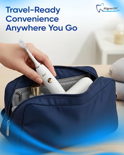 Sparklux Pro Ultrasonic Toothbrush - Rechargeable Wireless Electric Toothbrush for Adults with Replacement Heads, Travel Case, Cordless Design, White with Rose-Gold Trim
