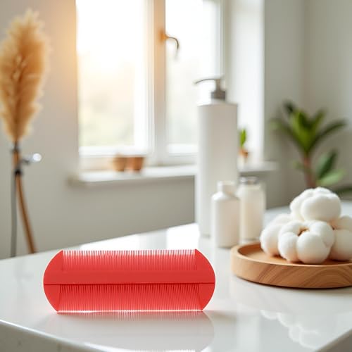 Red Lice Comb, Double Sided Fine Tooth Combs, For Kids, Adults Or Pet'S Long, Short, Thick Hair Head Nit Hair Combs For Pets Kids Adults