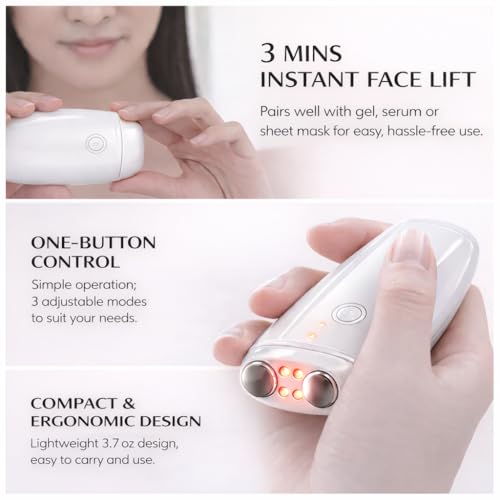 Aphrona Galvanic Spa - Facial Toning Device - Micro-Current Gua Sha face Tone Device - Skin Firming - FDA Cleared Facial Massager White