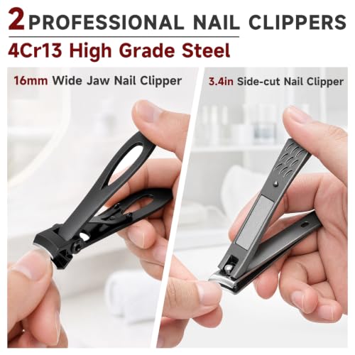 10Pcs Nail Clippers Set for Seniors for Thick Ingrown Toenail, Travel Case 10pcs Full Kit