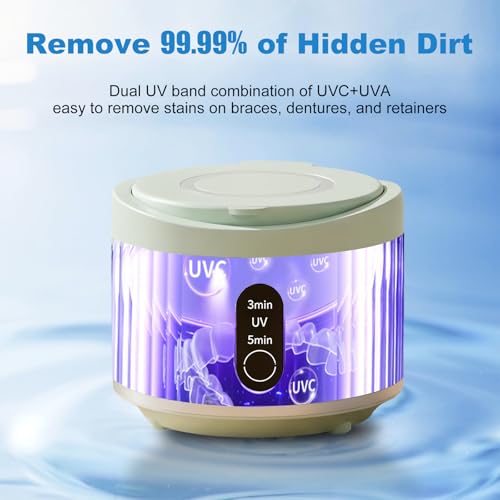 Dental Ultrasonic Retainer Cleaner Machine,45khz Ultrasonic Denture Cleaning Pod,Suitable for Braces,Night Guard,Jewelry