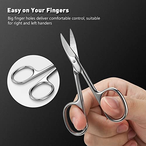 BEZOX Nail Scissors with Sharp Curved Blade - Nail Maintenance Toenail and Fingernail Scissor with Ergonomic Design for Men & Women Shiny Silver