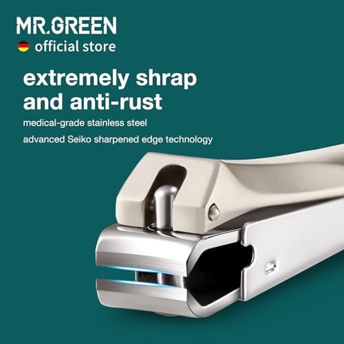 MR.GREEN Nail Clippers Stainless Steel Anti Splash Fingernail Cutter Manicure Tools Bionics Design Pedicure Scissor Nail Trimmer (Nail Clipper (Large)+Nail File) Nail Clipper (Large)+nail File
