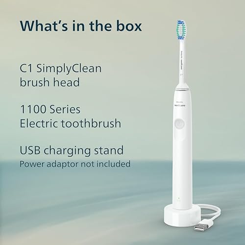 Philips Sonicare DailyClean 1100 Rechargeable Electric Power Toothbrush, White, HX3411/04