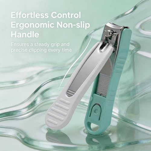 PAFASON Nail Clipper Set Glass Nail File Fingernail and Toenail Cutter Medium Light Green