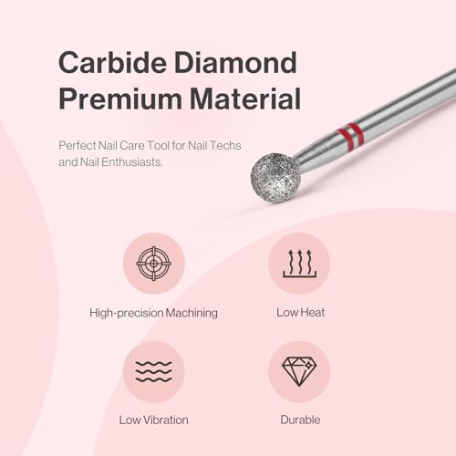 MelodySusie Ball Shape Cuticle Clean Nail Drill Bit 3/32'', Professional Safety Carbide Diamond Nail Bit Nail Cleaner for Cuticle Dead Skin Nail Prepare, Two Way Rotate, Manicure Nail Salon Supplies Fine - F 4mm Ball Cuticle Bit