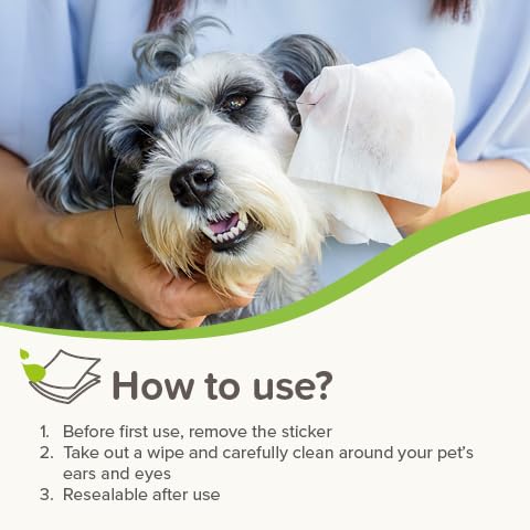 Beaphar - Pet Wipes – Ear & Eye Wipes for Cats & Dogs - Gently cleans around delicate eyes & ears – 100% Plant-Based, Biodegradable Wipes – With Chamomile – 30 Wipes – pH neutral - no perfume