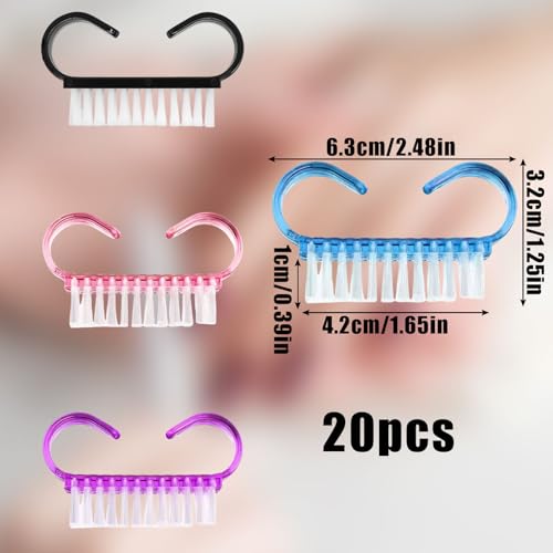 Handle Grip Nail Brush,20 Pieces Black Handle Nail Cleaning Brushes Fingernail Brushes Hand Wash Brush for Toes and Nails Cleaning (4 Color) 4 Color