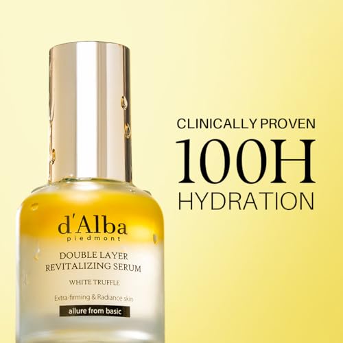 d'alba Piedmont Italian White Truffle Double Layer Revitalizing Serum (1.01 fl.oz), 100hr Hydration, Hyaluronic Acid and Centella Asiatica, Skin Firming and Tightening, Long-lasting Korean Skin Care 1.01 Fl Oz (Pack of 1)