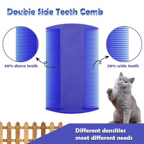 Flea Comb for Cats Dogs, 6 Pack Pet Lice Comb Set Pet Grooming Pets for Small, Medium & Large Pets (Blue) Blue