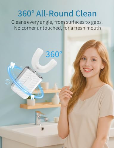 GentleCare Series U-Shaped Electric Toothbrush, Food-Grade Silicone, 4 Modes, 60-Second Clean, Magnetic Contact Charging Dock