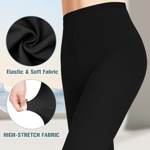 2 Pairs 15-20 mmHg compression leggings for Women, Varicose Veins Medium Black-Footless