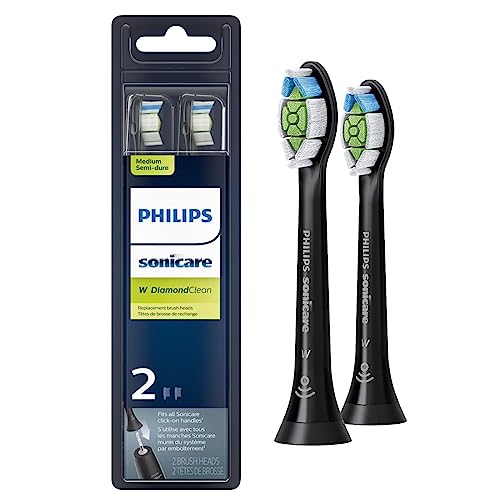 Philips Sonicare Genuine G3 Premium Gum Care Replacement Toothbrush Heads, 2 Brush Heads, Black, HX9052/95 & Genuine W DiamondClean Toothbrush Heads, 2 Brush Heads, Black, HX6062/95