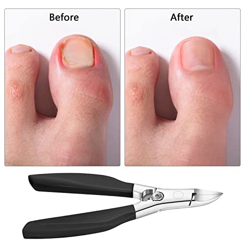 Podiatrist Toenail Nipper,Heavy Duty Nail Clippers for Thick & Ingrown Toenails,Toenail Clipper Trimmer for Seniors Pedicure,Stainless Steel Sharp Blades,Long Handle,& Lock(Black)